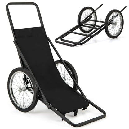 Goplus Folding Deer Cart with Polyester Liner, 550 LBS Heavy-Duty Hunting Game Hauler with 20" Rubber Wheels, Ergonomic Handle, Utility Gear Dolly Cart for Hunting Fishing Hiking - style: 29" x 48" x 47"