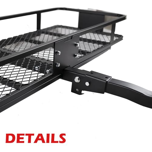 Fouwick 60"x 20"x 6" Folding Trailer Hitch Mount Cargo Carrier, 500LBS Capacity, Powder Coating Luggage Rack Basket Car Storage with Straps, Fits 2" Receiver - color: 60x20x6 inch
