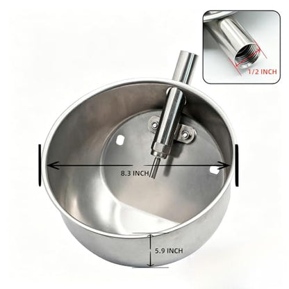 Pig Waterer Automatic Hog Waterer with 1/2" NPT(F) Thread | Heavy Duty Stainless Steel Livestock Water Trough for Swine Hog Pigs Sows, 8.3 Inches in Diameter, Large