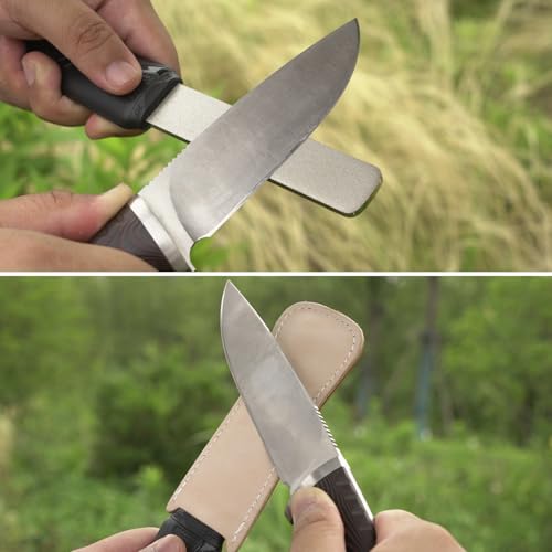 SHARPAL 127N Dual-Grit Diamond Sharpening Stone File - style: Sturdy Handle with Leather Strop
