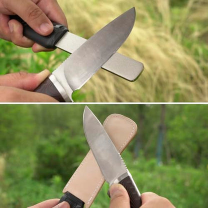 SHARPAL 127N Dual-Grit Diamond Sharpening Stone File - style: Sturdy Handle with Leather Strop