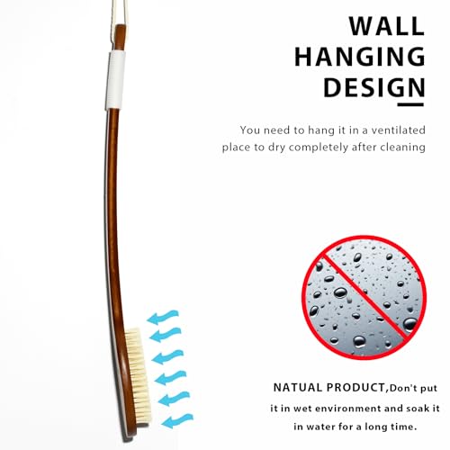 ICANdOIT-19.68Inch Natural Boar Bristles Anti-Slip Extra Long Handle Bath Brush,Bent Handle Shower Scrubber for Exfoliating,Shower Back Brush,Exfoliation Set with Pumice Stone (1 Pack) - size: 19.68"Boar Bristles Back Brush+ Pumice-2Pack