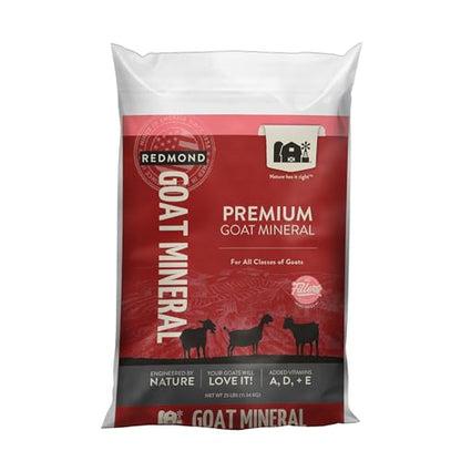 REDMOND Goat Mineral Supplement - A Premium sea Salt with Essential Trace Minerals and Vitamins (25 LB) - size: 25 LB