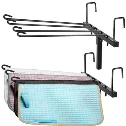 Yaocom 2 Pcs 4 Arm Saddle Pad Rack, Wall Mount Blanket Holder, Black