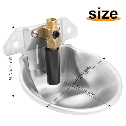 Stainless Steel Sheep Automatic Water Drinking Bowl Drinking Troughs,Livestock Water Bowl with Copper Valve,Automatic Waterer for Goat Calves Cattle Pig Dog Piglets