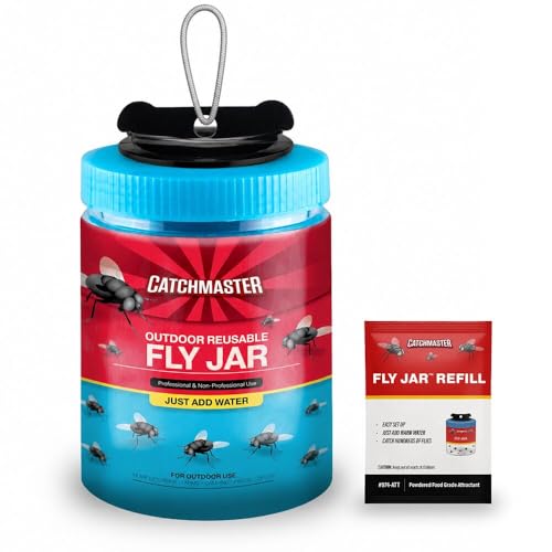 Catchmaster Reusable Outdoor Fly Trap, 1 Hanging Blue Jar with Bait