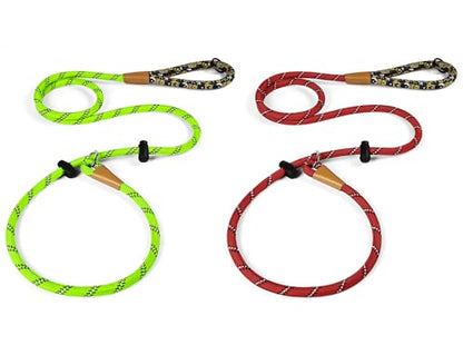 lynxking Dog Leash 3/8in x 6ft Slip Lead Reflective Green and red, 2 Pack