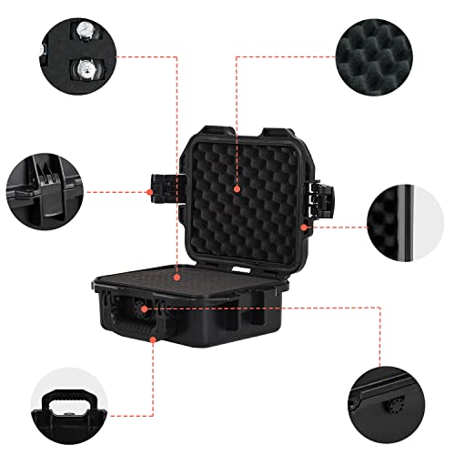 MEIJIA Premium Waterproof Hard Compact Camera Case with customizable fit foam,Full Protection with Light&Convenient Design,11.8"x9.82"x4.7",Elegant Black - size: 11.8"x9.82"x4.7"