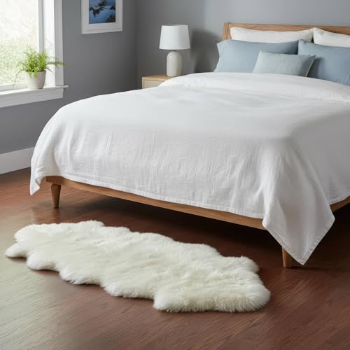 Premium Sheepskin Rug 2X6 Runner for Bedside- Fluffy Throw & Chair Cover - color: Natural (Yellow Undertones), size: 2' x 6' (Natural)