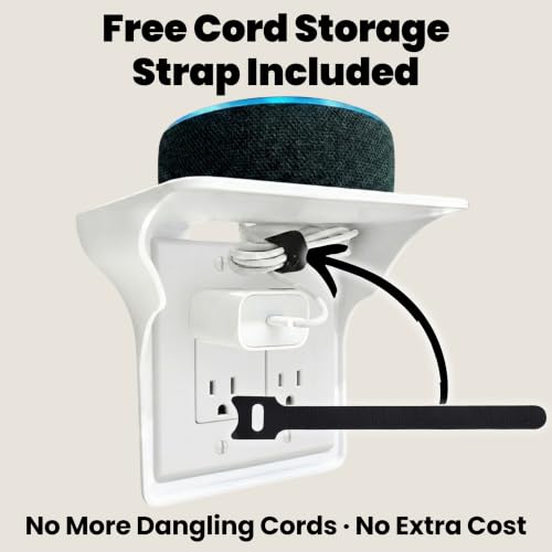 Power Perch Double Outlet Shelf, Renter Friendly Shelves, 2-Pack White - color: White, size: Double Outlet 2 Pack