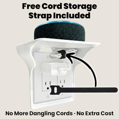 Power Perch Double Outlet Shelf, Renter Friendly Shelves, 2-Pack White - color: White, size: Double Outlet 2 Pack