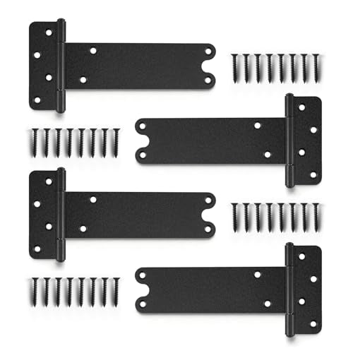 8 inch Gate Hinges,300Lbs Capacity, Matte Black,4 Pcs Heavy Duty Door Hinge | T-Strap Shed Gate Hinges, Wrought Hardware for Wooden Fences, Barn Door Hinge(8“-4 pcs-U-Matte Black) - size: 8“-4 pcs-U-Matte Black