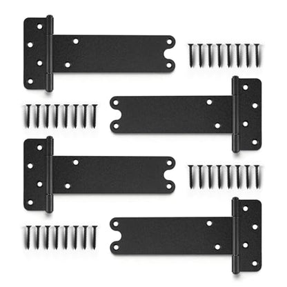 8 inch Gate Hinges,300Lbs Capacity, Matte Black,4 Pcs Heavy Duty Door Hinge | T-Strap Shed Gate Hinges, Wrought Hardware for Wooden Fences, Barn Door Hinge(8“-4 pcs-U-Matte Black) - size: 8“-4 pcs-U-Matte Black