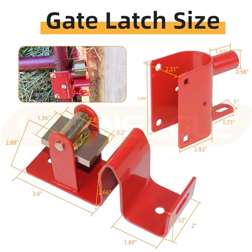 Red One Way Gate Latch – Heavy Duty Farm Gate Latch - color: 1 Pack Red One Way Gate Latch