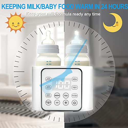 Baby Bottle Warmer 9-in-1 Multifuntion Breast Milk Warmer, Fast Baby Food Heater and Defrost Warmer with Timer for Twins, LCD Display Accurate Temperature Adjustment, 24H Constant Mode - color: Bright White