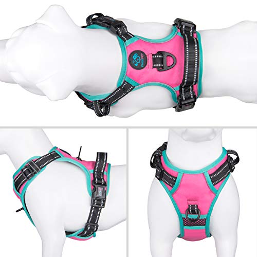 PHOEPET Upgraded No Pull Dog Harness, Reflective Adjustable Vest - color: Pink, size: Extra Small