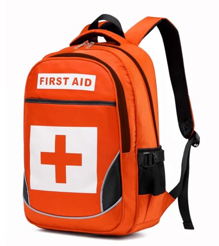First Aid Bag Empty Red Emergency First Responder Trauma Multi-Pocket Traveling Field Trips Camping Essentials (Orange, 1 Piece) - color: Orange, 1 Piece