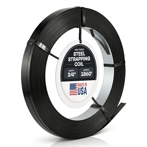 IDL Packaging 3/4" x .020" x 1860' Regular-Duty Steel Strapping Coil (1770 lbs Break Strength) - Painted and Waxed - Superior Cut-Resistance - Metal Straps for Pallet Banding, Extra-Heavyweight Loads - size: 3/4W" x 1860L'