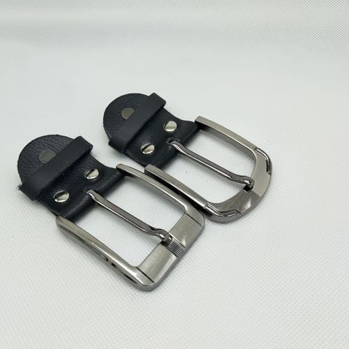 2 Pack Classic Belt Buckles Set with Belt Loop and Mount Snap Connector Replacement Single Prong Square Roller Buckle for Leather Belts Strap 1.5'' Width Women Men Western Belts Leather Straps