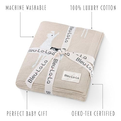 Unisex Cozy Receiving Swaddle Cuddle Stroller Crib Stroller 100% Fine Loomed Cotton Blanket - Quilt Blanket for Newborns, Infants Toddler, Boys and Girls (Llama - Cream) - color: 28 - Llama - Cream