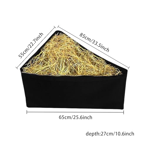 Horse Corner Feeder Construct Large Capacity Hay Bag for Goats Deep Corner Hay Bag for Horse Trailer Stall, Black