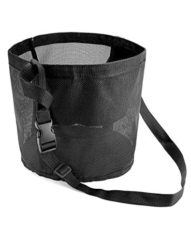 QWORK 2 Pack Horse Feed Bag for Grain - Durable Mesh Grain Feeder with Adjustable Strap, Comfortable Neck and Nose Pad Horse Muzzle Feed Bag, for Feeding Grain, Powder, Supplements