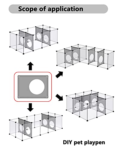 DINMO 4 Plastic Panels with Game Holes, Playpen Accessories, 11.8" x 15.7" - style: Grey Plastic Panel - 4 pcs