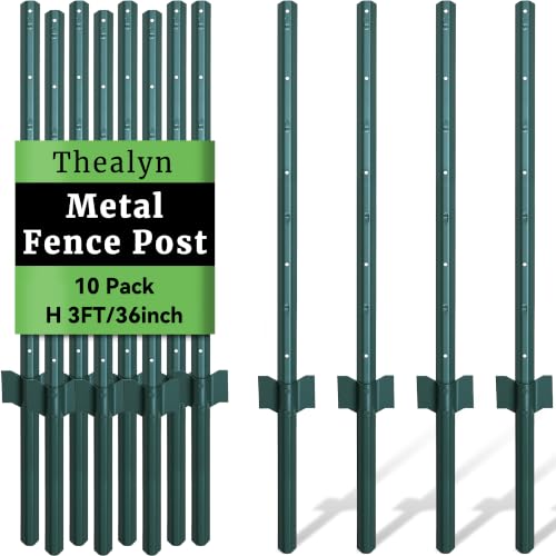 Metal 10Pack 3FT Fence Posts for Wire Fencing Heavy Duty U Post - size: 3 Feet