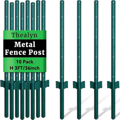 Metal 10Pack 3FT Fence Posts for Wire Fencing Heavy Duty U Post - size: 3 Feet