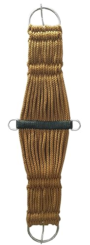 Horse Western 25 Strand Double Weave Mohair Roper Girth- Breathable Saddle Girth with Stainless Steel Buckles - color: Brown