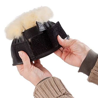 Dura-Tech Double Lock Bell Boots with Sheepskin | Ideal for Sensitive Horses | Secure Double Lock Closure | Heavy-Duty Rubber Protection - size: X-Large