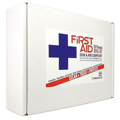 OSHA & ANSI 2021 Class B Refill Kit, 50 Person, 208 Pieces-First Aid Refill | ANSI 2021 Class B refill/upgrade with splint, tourniquet, tools and single-dose items for larger workplace first aid kits. - size: Kit