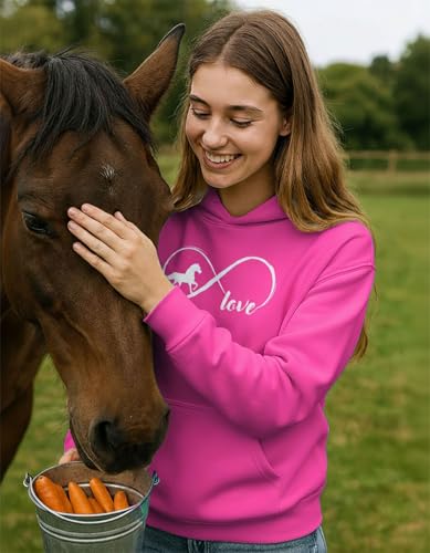 Tstars Infinity Love Horse Hoodie Women Teen Girls Equestrian Riding - color: Infinity / Pink, size: Medium