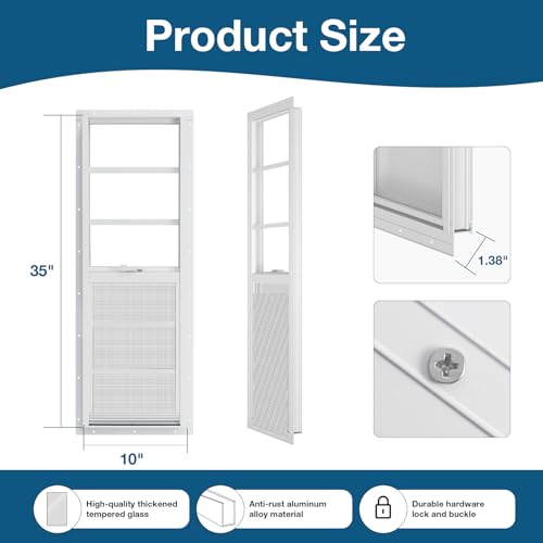 Yuzzy Shed Windows 2 Pack, 10"x35" Sliding Windows Transom Window with Tempered Glass and Removable Fiberglass Screen for Shed, Chicken Coop, Playhouse, Household, Garage, Barns (White) - color: White, size: 10"x35"