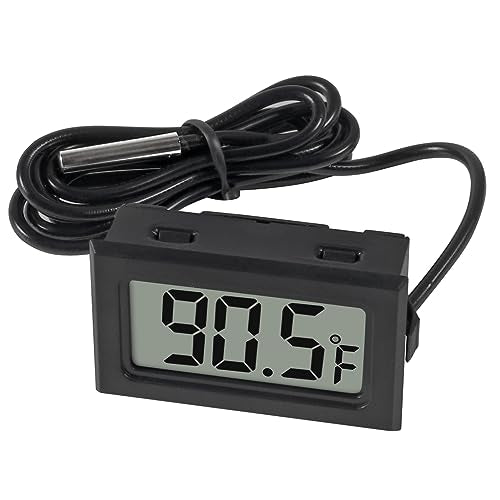 6 Pack Digital Thermometer Wired for Car Greenhouse Indicator Indoor Room Freezer Refrigerator Aquarium with 1M Waterproof NTC Probe Fahrenheit(℉)