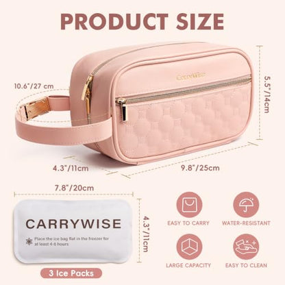 Breast Milk Cooler Travel Bag with 3 Ice Pack, Waterproof Breastmilk Cooler Storage Bag, Portable & Versatile Insulated Cooler Bag with Buckle Handle for Nursing Mom Daycare, Travel, Pink - color: Pink