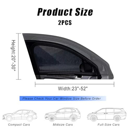 Car Window Shades, Privacy Blackout Curtain for Front Side Window, 2 Pack Stretchable Sun Blinds for Driver and Passenger, Baby, Foldable UV Blockers for Camping, Fit for Most Cars SUV Truck - size: Front Window