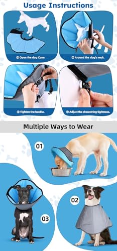 Soft Dog Cone Collar for Large Dogs After Surgery Adjustable - color: Blue, size: M (Neck Girth: 9.5-12.7in)