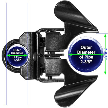 Jake Sales -Black Powder Coated Chain Link Fence Butterfly Gate Latch - 1-3/8" Gate Frame and 2-3/8" Gate Post - Fence Gate Latch with Hole for Padlock - color: Black, size: 1-3/8" x 2-3/8"