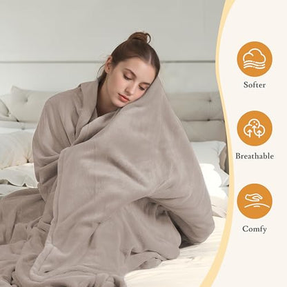 Electric Heated Blanket 90"×100" King Size, Smooth & Fuzzy Cozy for Bed, Couch, Office, 4 Heating Levels & 10H Auto-Off, Dual Controller, Overheat Protection, Parents's Gifts - Light Brown - color: 07-brown, size: King Size (90"x100")