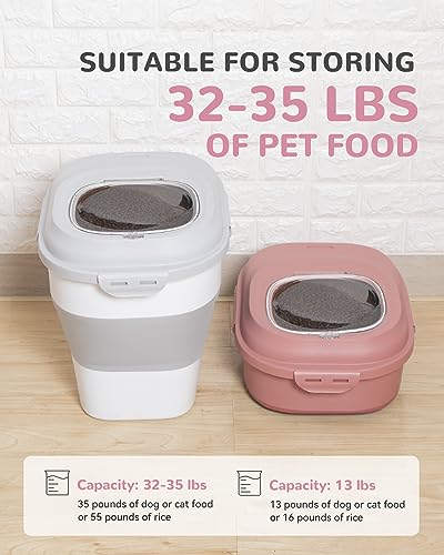 30-35Lbs Airtight Dog Food Storage Container,Collapsible Dog Food Container - color: Pink