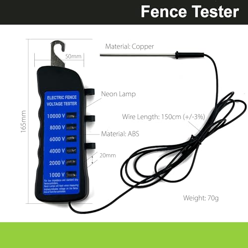 KuGuo Electric Fence Tester, 10000V Voltmeter with 6 Lights Indicator