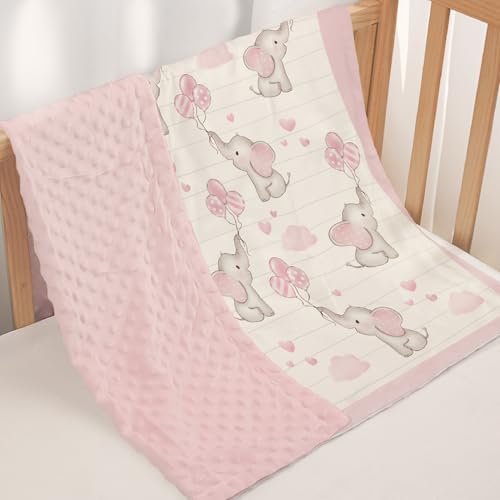 SANDJEST Elephant Kid Blanket for Girl - 30 x 40 Minky Throw Blankets for Girls - Gift for Kids on Birthday - color: Elephant