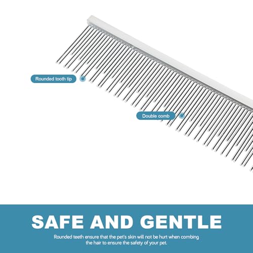 4.6 Inches Stainless Steel Pet Comb for Dogs & Cats, Metal Detangling Grooming Tool for Long & Short Haired Pets, Anti-Static Cat Comb with Rounded Teeth for Matted Fur Removal & Shedding Control - size: Small