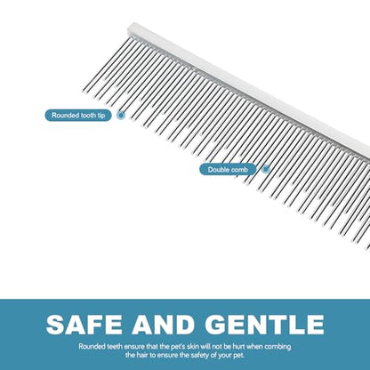 4.6 Inches Stainless Steel Pet Comb for Dogs & Cats, Metal Detangling Grooming Tool for Long & Short Haired Pets, Anti-Static Cat Comb with Rounded Teeth for Matted Fur Removal & Shedding Control - size: Small