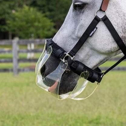 ThinLine Flexible Filly Grazing Muzzle | Lightweight Safe Comfortable Ventilated Equine Slow Feed Halter Mounting Clear Horse Mask, Oversize/Draft, 3.5+cm Hole