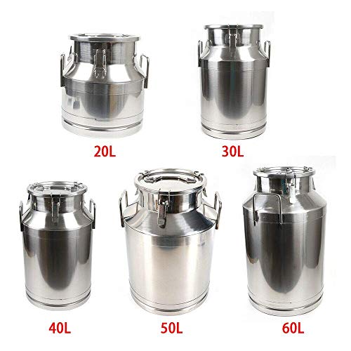 Stainless Steel Milk Can Wine Pail Bucket Jug Keg Oil Barrel Tea 10-60L Option (20L) - size: 20L