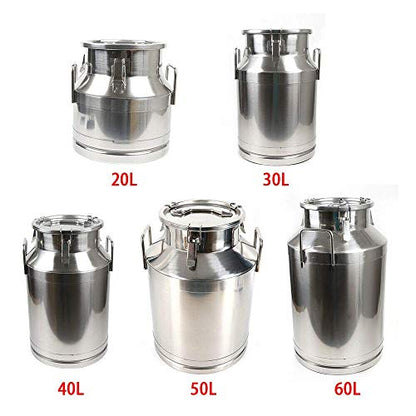 Stainless Steel Milk Can Wine Pail Bucket Jug Keg Oil Barrel Tea 10-60L Option (20L) - size: 20L