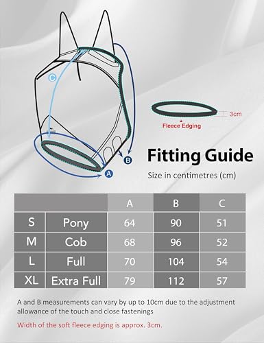 Harrison Howard Horse Fly Mask UV Protective Fine Mesh with Extra Wool Soft Touch on Skin Fly and UV Protection Summer Mint-Black S - color: Summer Mint-Black, size: S
