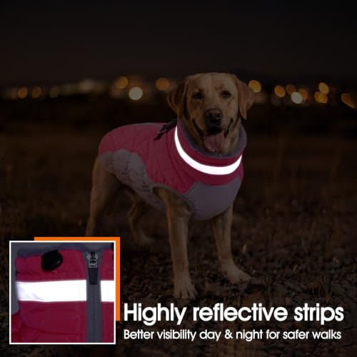 Lelepet Dog Coat Warm Dog Winter Coat Waterproof Dogs Jacket with Harness - color: Neon Pink, size: X-Small